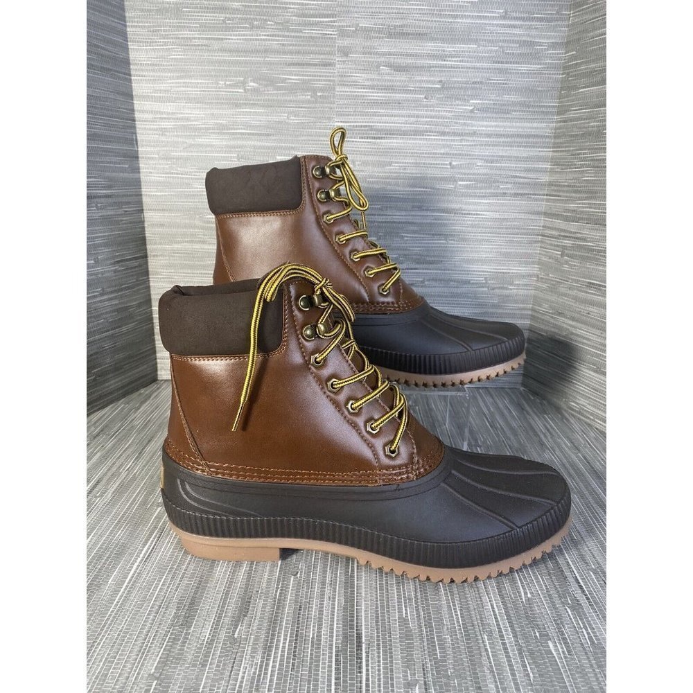 Tommy Hilfiger Mens Collins 2 Duck Rain Boots Brown Lace Up Padded Collar 13 New